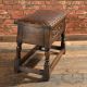 Antique Joint Stool,  Padded Leather Locker Seat,  Carved Victorian,  English Oak 1800-1899 photo 2