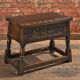 Antique Joint Stool,  Padded Leather Locker Seat,  Carved Victorian,  English Oak 1800-1899 photo 6