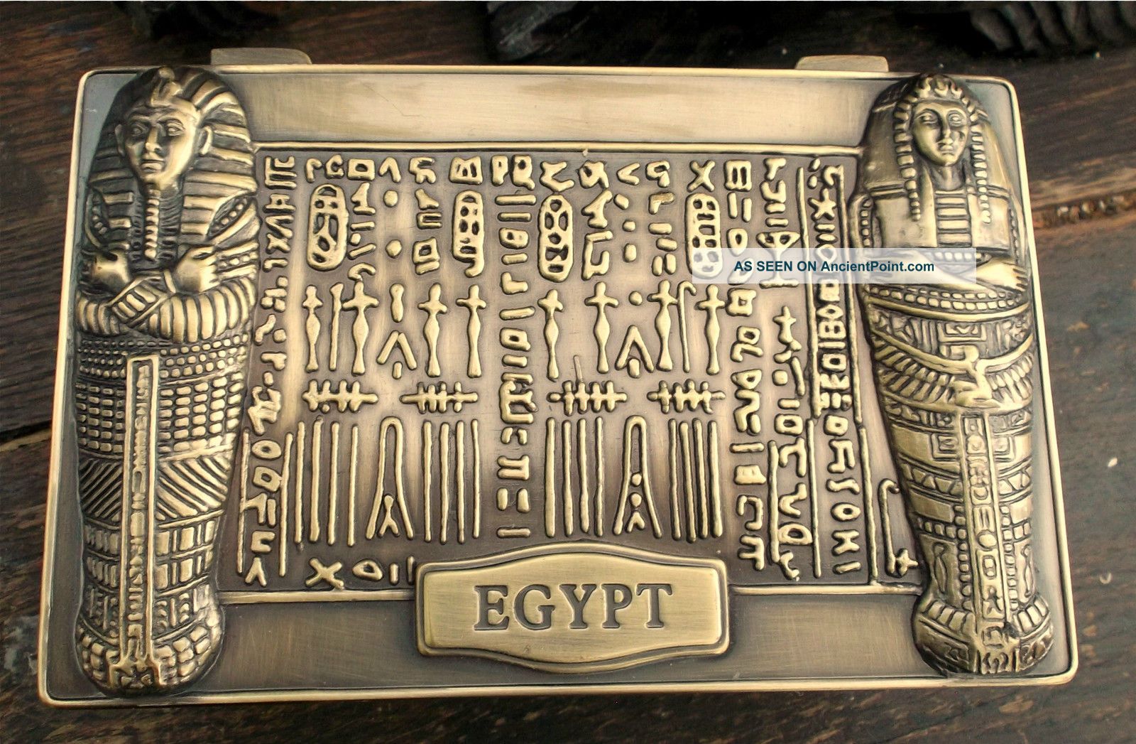 Art Deco Satin Brass Jewellery Jewelry Trinket Box Velvet Lined Egyptian Kings Art Deco photo