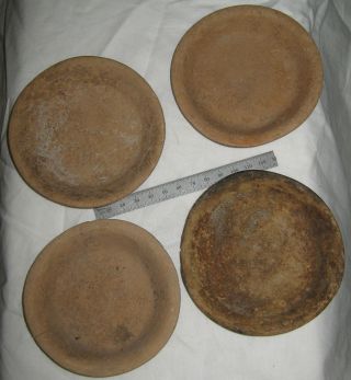 Pre - Columbian Mexico 4 - Terracotta Bowls - Slight Flare Lip - Flat Bottoms Qn photo