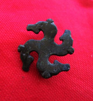 Ancient Roman - Celtic Brooch - Fibula (swastika.  With Dragon Design) photo