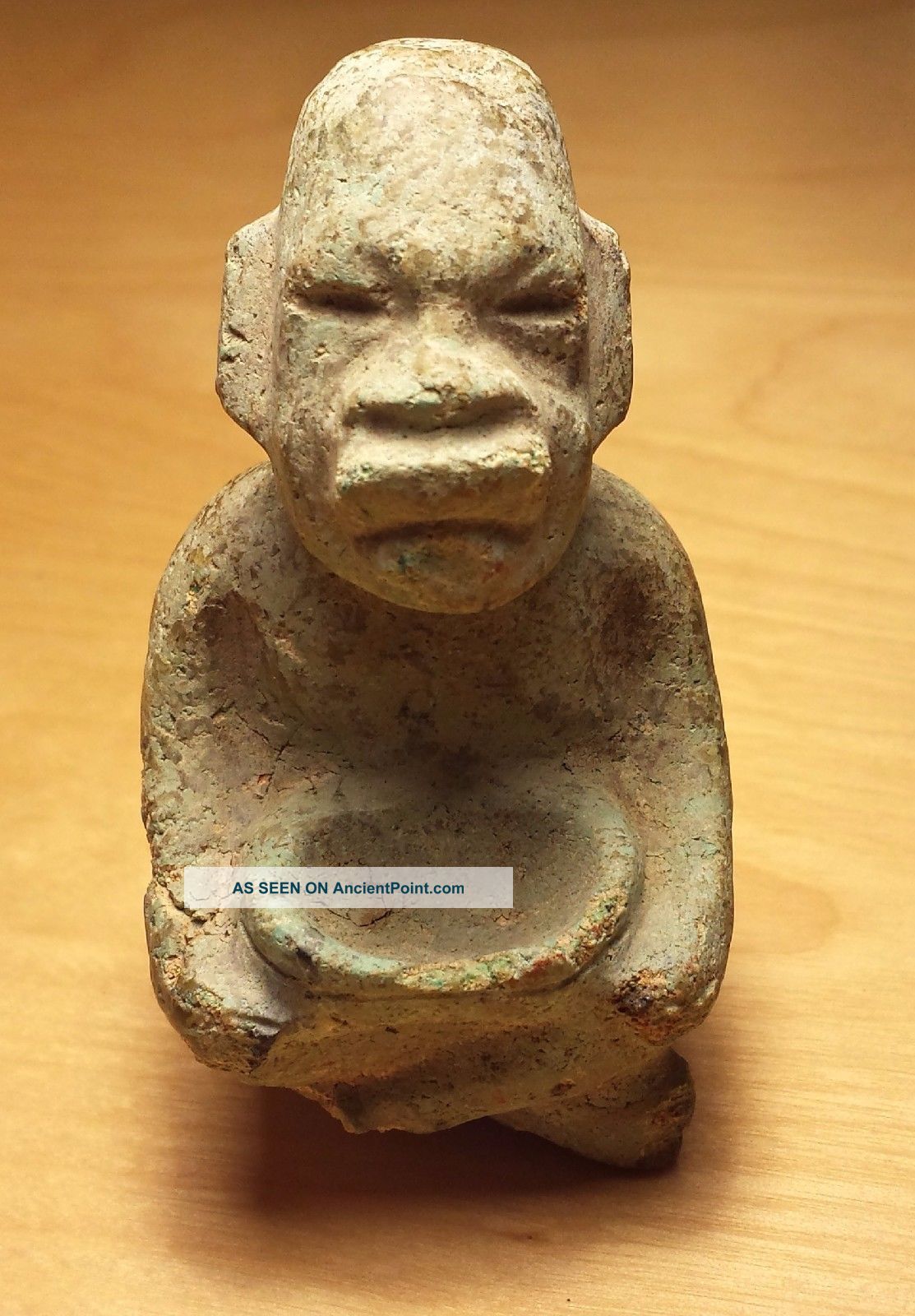 Olmec Seated Figurine - Turquois Rock - Mesoamerica - Antique Pre Columbian Artifacts The Americas photo