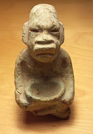 Olmec Seated Figurine - Turquois Rock - Mesoamerica - Antique Pre Columbian Artifacts photo