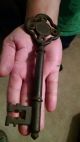 Large Cast Iron Antique Jail Skeleton Key Locks & Keys photo 1