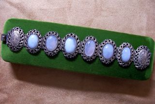 Chinese Silver Hallmarked Bee Natural Untreated Moonstone Bracelet With Symbol photo