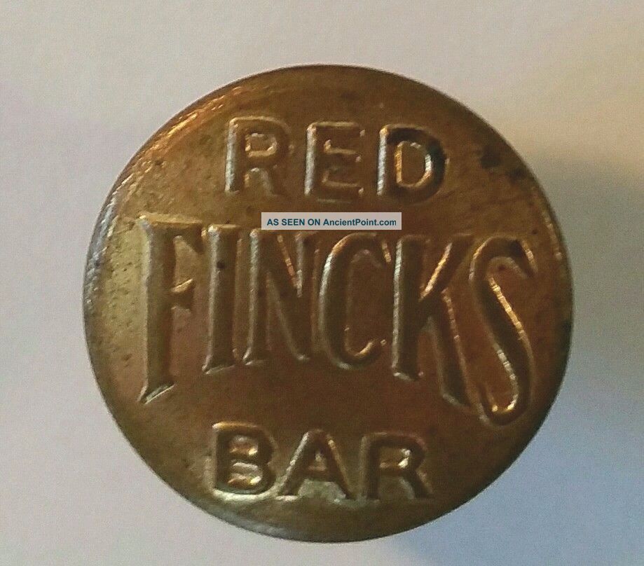 Rare Button Fincks Red Bar Overalls Work Clothes Brass Button Buttons photo