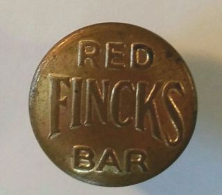 Rare Button Fincks Red Bar Overalls Work Clothes Brass Button photo