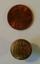 Rare Button Fincks Red Bar Overalls Work Clothes Brass Button Buttons photo 1