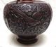 Gorgeous Vintage Oriental Decor Urn W/ Molded Bird Designs & Wooden Carved Stand Metalware photo 2