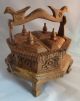 Vtg Hand Carved Footed Ornate Wood Jewelry Box With 4 Compartments.  India Boxes photo 10