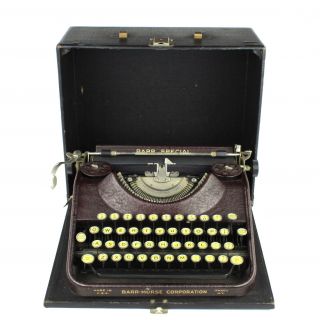 Antique Art Deco 1930s Barr - Morse Barr Special Portable Typewriter,  Case photo
