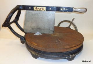 Antique Grocer Mercantile Cast Iron Wood Safe Computing Cheese Wheel Cutter 1905 photo
