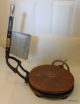 Antique Grocer Mercantile Cast Iron Wood Safe Computing Cheese Wheel Cutter 1905 Scales photo 2