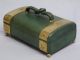French Antique Verry & Fils Paris Sewing Box Green Leather Gilded Brass Baskets & Boxes photo 2