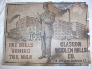Vintage Old Antique Sign Glasgow Woolen Mills Co Binghamton Ny photo