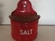 Vintage Graniteware Enamelware Red Salt Box Other Antique Home & Hearth photo 1