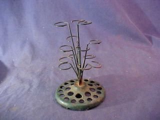 Early 20thc Cast Iron Base,  Wire Flower Frog photo