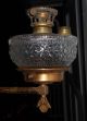 Ca.  1880s Pink Brass Ansonia Hanging Two Arm Chandelier Oil Lamp & Matching Fonts Chandeliers, Fixtures, Sconces photo 1