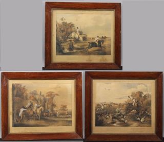 Antique Authentic Thomas Fairland Bachelors Hall Fox Hunting Lithographs Turner photo