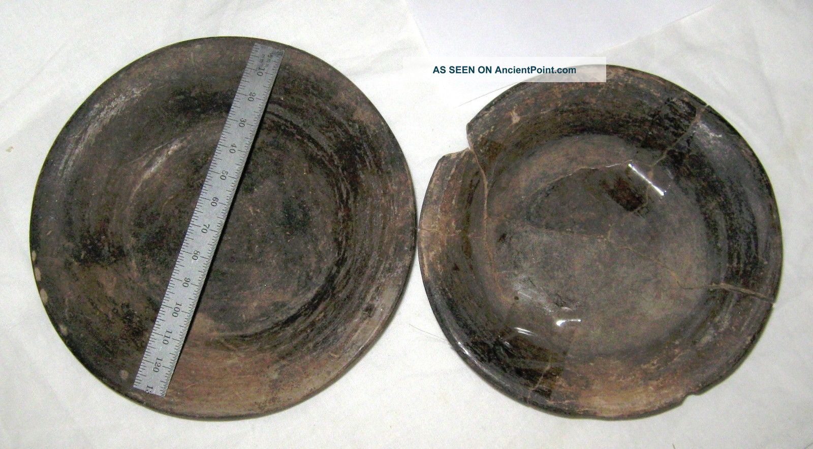 Pre - Columbian Mexico - 2 Brownware Bowls - Rounded Edge Flat Bottoms - Damage V7 The Americas photo