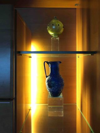 Roman Purple Blue Glass Jug Vessel Pot Pitcher C100 - 400ad,  Römisches Glas Nr photo