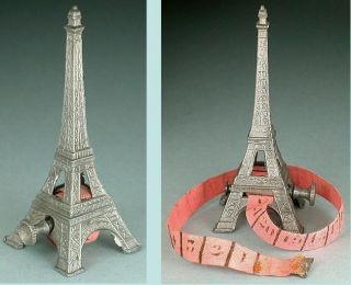 Antique Figural Eiffel Tower Tape Measure Circa 1900 photo
