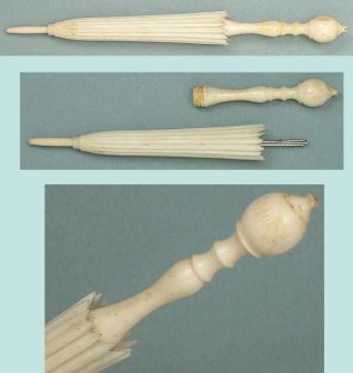 Antique Carved Bone Parasol / Umbrella Needle Case Circa 1880 photo
