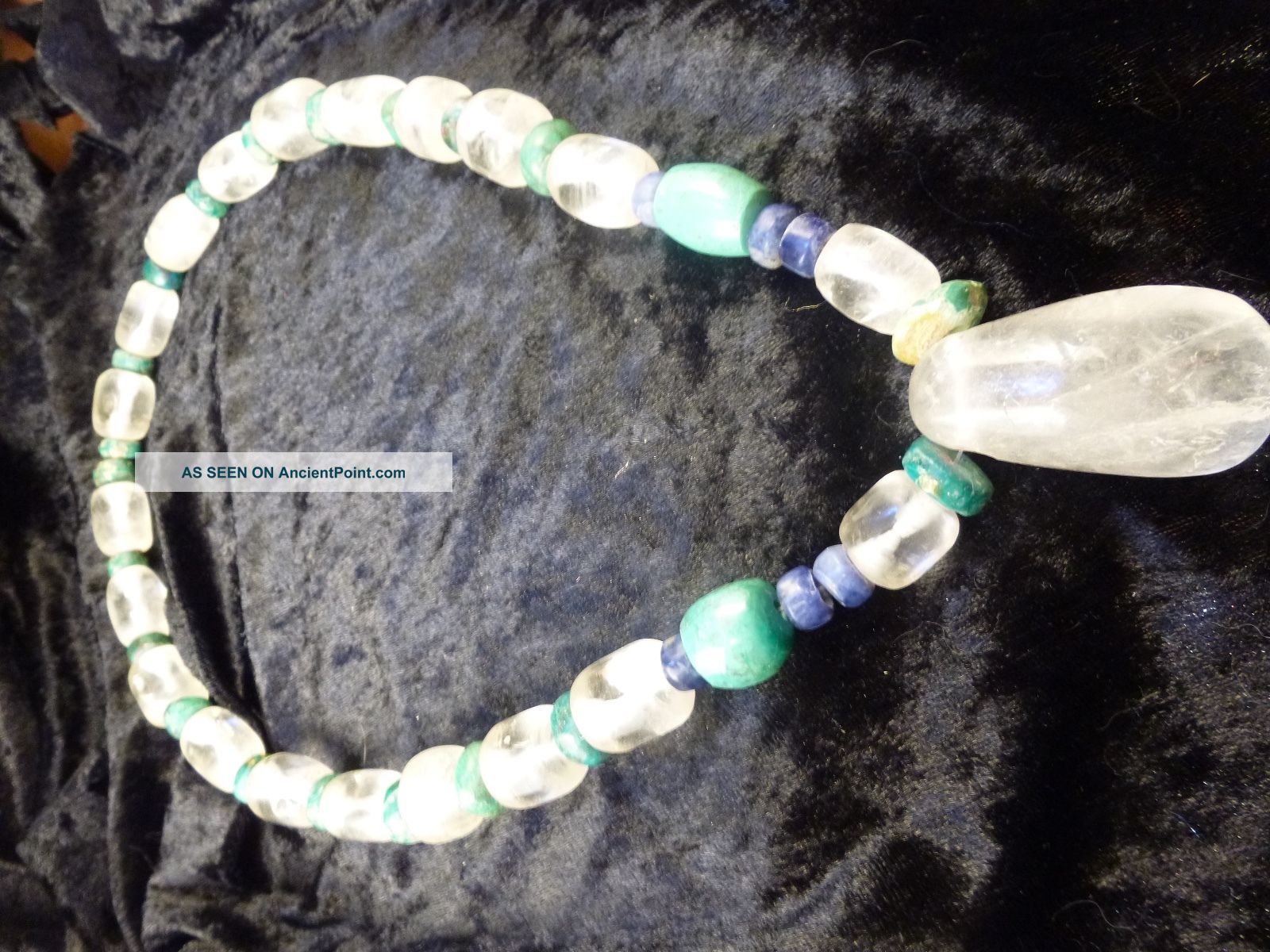 Ancient Pre - Columbian Peruvian Bead Necklace Quartz Turquoise Sodalite 500 - 1000 The Americas photo