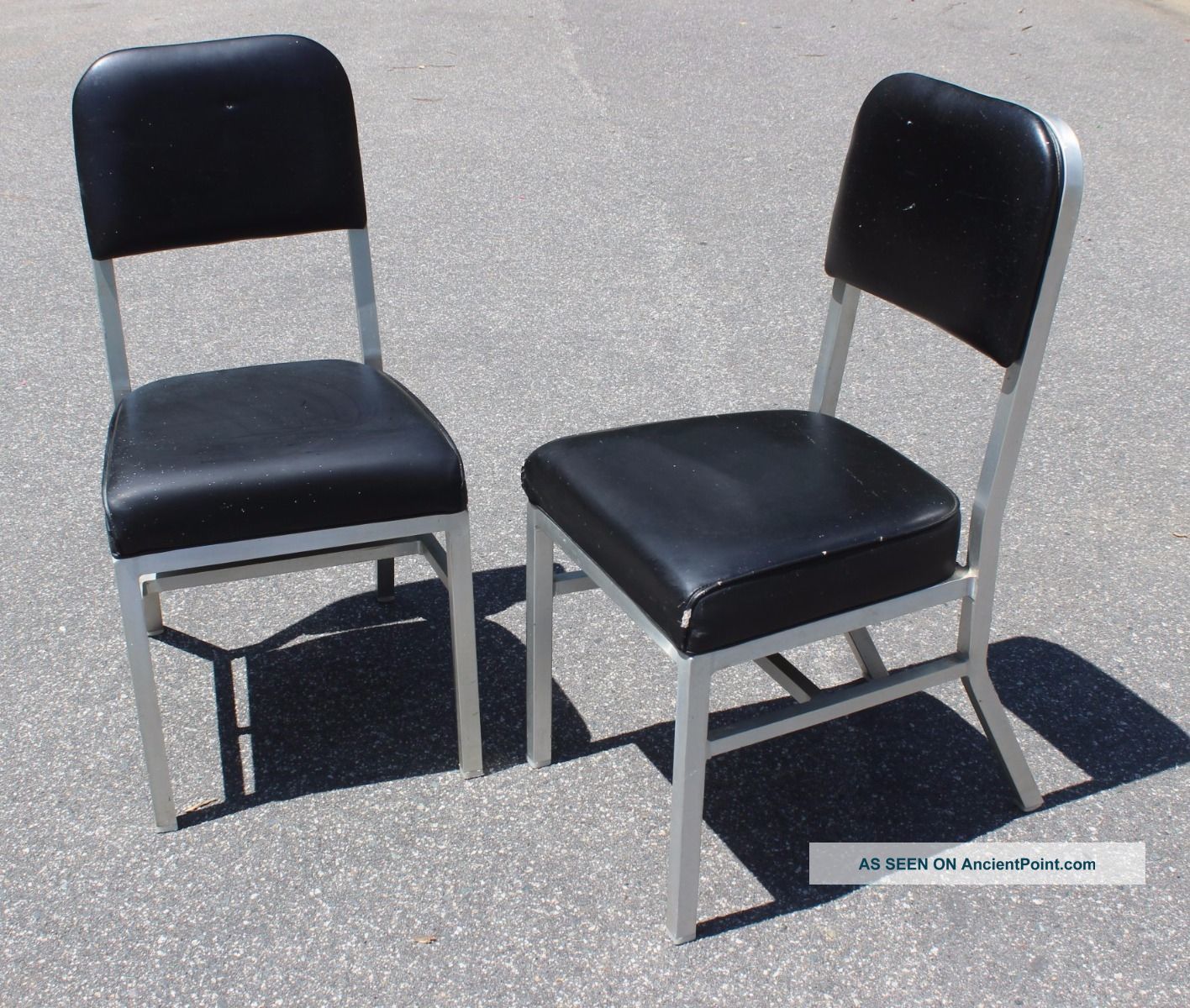 2 Vtg Aluminum Industrial Mcm Desk Office Chair - Goodform Emeco Steelcase Style Mid-Century Modernism photo