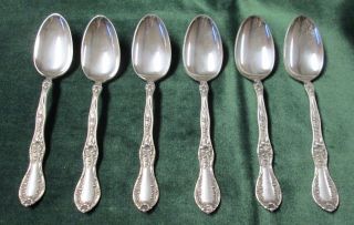 Antique 6 Oval Soup Spoons Florette Rogers 1909 Ornate Silverplate Seldom photo
