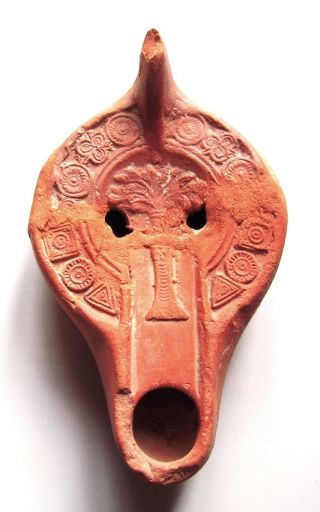 Byzantine Terracotta Lamp With A Palm Tree.  Ref.  7932. photo