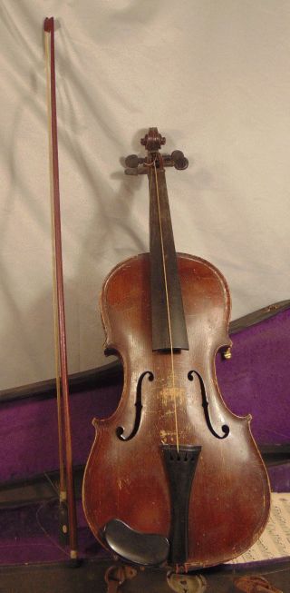 Antique German Maggini 4/4 Violin W/ Bow & Case photo