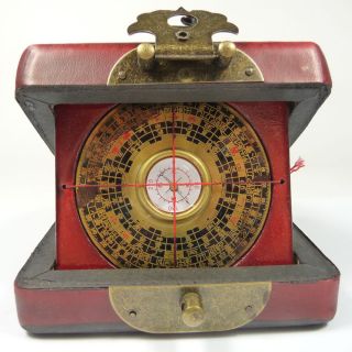 Collectible Old China Wood Usable Compass Paint Dragon Phoenix Bx56k13 photo