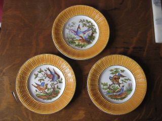 Three 3 Antique Ceramic French Plates Basket Weave French Country Style Luncheon photo