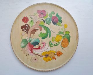 Vintage Norwegian Telemark Rosemaling Wooden Plate Rare Colors photo