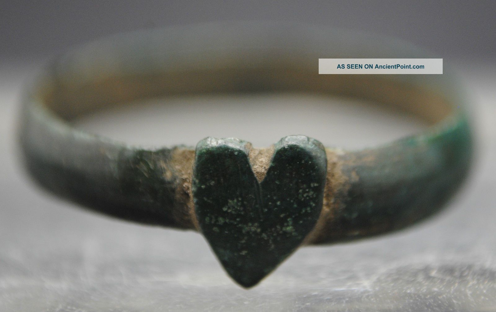 Lovely Ancient Medieval Bronze Wedding Ring With Heart Design 15th C Other Antiquities photo