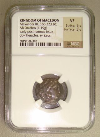336 - 323 Bc Kingdom Of Macedon Alexander Iii,  The Great Ancient Greek Drachm Ngc photo