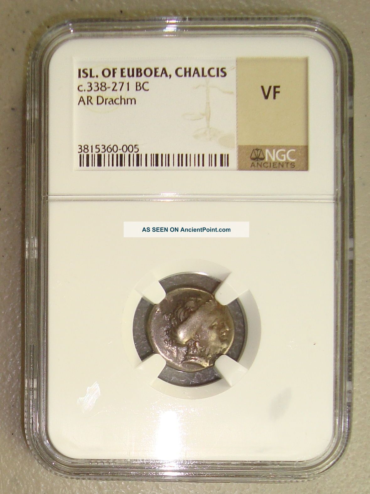 338 - 271 Bc Euboea,  Chalcis Nymph / Eagle Ancient Greek Silver Drachm Ngc Vf Greek photo