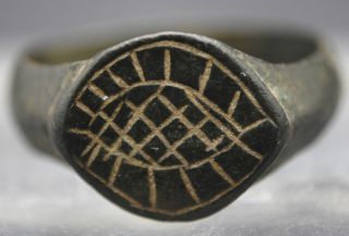 Ancient Viking Bronze Decorated Finger Ring British Found photo