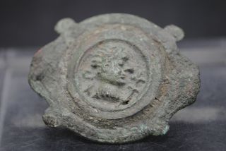 Rare Ancient Roman Military Brooch With Head Of Tiberius 1st - 3rd Century Ad photo