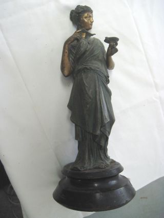 Antique 12 Inch 2 1/2 Pound Statue Lady With Chalice Pouring In Cup photo