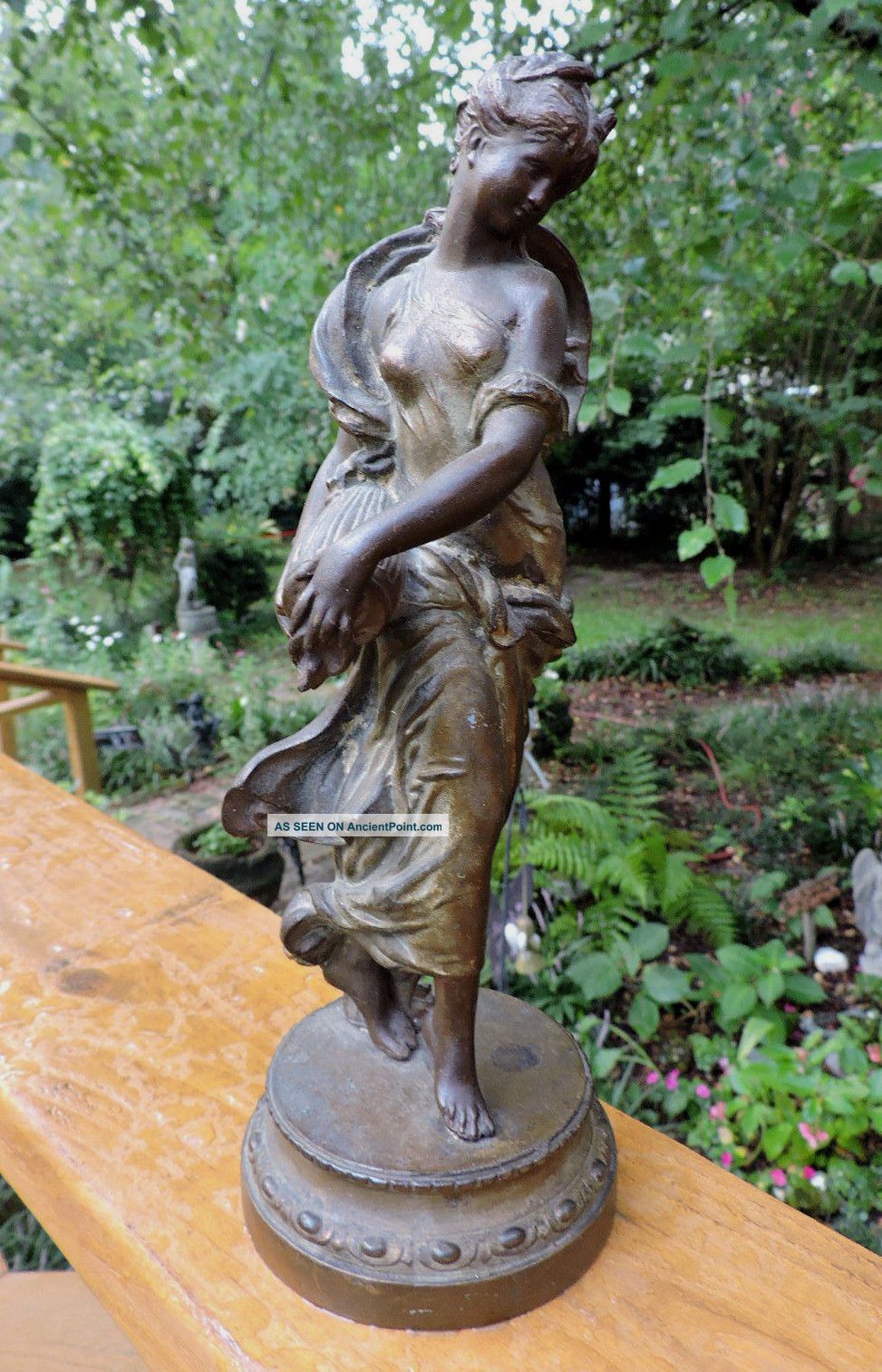 Antique Victorian Bronze Statue Roman Goddess Beauty Woman 11 Ins.  C1880 - 90s Art Metalware photo