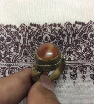 1900 Men ' S Islamic Agate Ring Vintage Aqiq Old Afghan Antique Middle East Gift photo