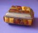 Vintage Jewelry Box Casket,  Inlay Natural Natural Egg Yolk & Cognac Baltic Amber Other Antique Decorative Arts photo 4