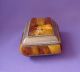 Vintage Jewelry Box Casket,  Inlay Natural Natural Egg Yolk & Cognac Baltic Amber Other Antique Decorative Arts photo 7