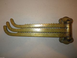 Vintage Solid Brass Three (3) Swing Away Arms Nesting Wall Hooks Hanger Rack photo