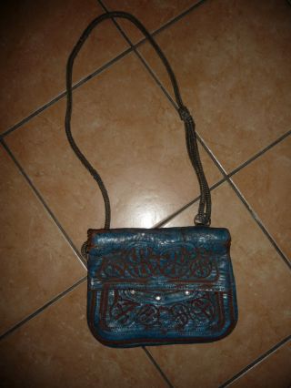 Rare Ancient Moroccan Berber Vintage Shoulder Bag - Leather Goatskin photo