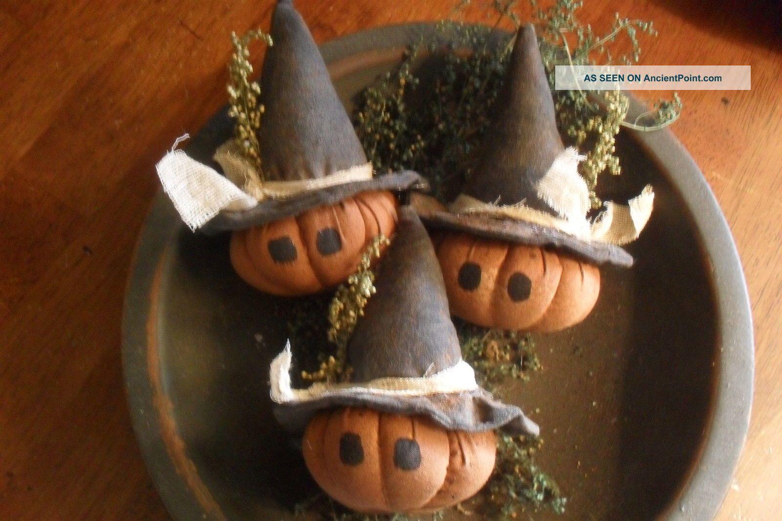 Handmade Primitive Halloween/fall Chunky Witch Pumpkin Bowl Fillers/ornies Primitives photo