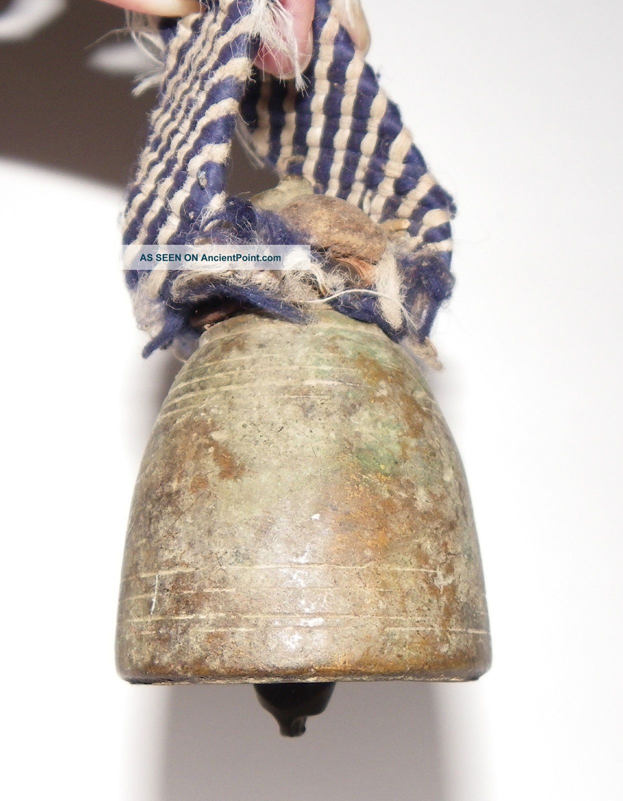Handmade Antique Cow Bronze Bell With Strap Primitives photo