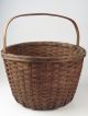 Antique Apple Harvest Gathering Basket Handle Splint Handmade Sturdy Old Primitives photo 1